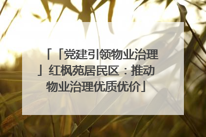 「党建引领物业治理」红枫苑居民区：推动物业治理优质优价