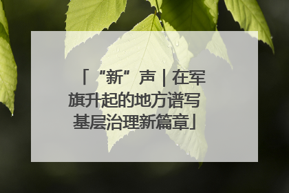 “新”声｜在军旗升起的地方谱写基层治理新篇章