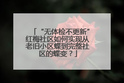 “无体检不更新”红梅社区如何实现从老旧小区蝶到完整社区的蝶变？