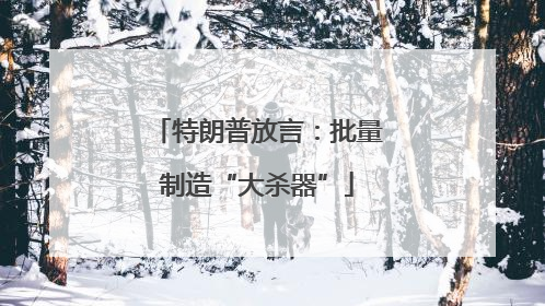 特朗普放言：批量制造“大杀器”