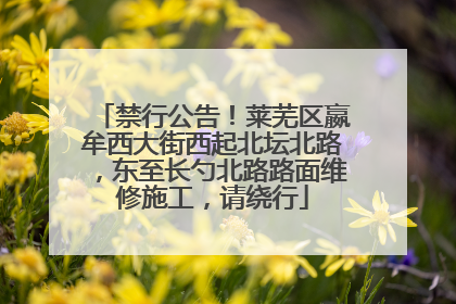 禁行公告！莱芜区嬴牟西大街西起北坛北路，东至长勺北路路面维修施工，请绕行