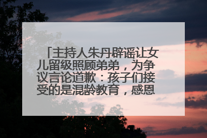 主持人朱丹辟谣让女儿留级照顾弟弟，为争议言论道歉：孩子们接受的是混龄教育，感恩每一条批评