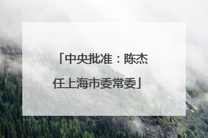 中央批准：陈杰任上海市委常委