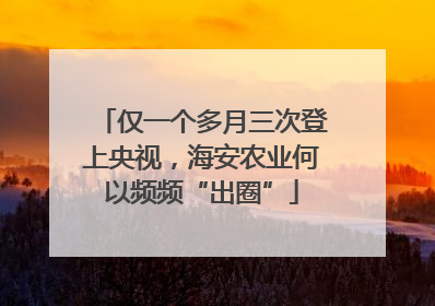 仅一个多月三次登上央视，海安农业何以频频“出圈”