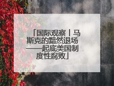 国际观察丨马斯克的黯然退场——起底美国制度性腐败