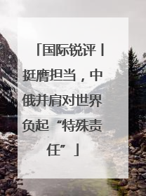 国际锐评丨挺膺担当，中俄并肩对世界负起“特殊责任”