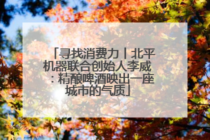 寻找消费力丨北平机器联合创始人李威：精酿啤酒映出一座城市的气质