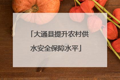 大通县提升农村供水安全保障水平