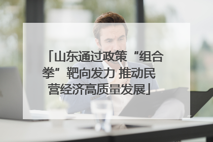 山东通过政策“组合拳”靶向发力 推动民营经济高质量发展
