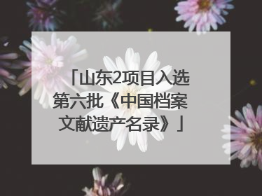 山东2项目入选第六批《中国档案文献遗产名录》