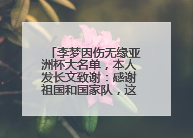 李梦因伤无缘亚洲杯大名单，本人发长文致谢：感谢祖国和国家队，这不是终点