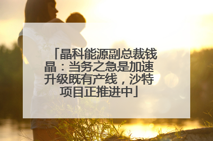 晶科能源副总裁钱晶：当务之急是加速升级既有产线，沙特项目正推进中