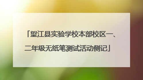 望江县实验学校本部校区一、二年级无纸笔测试活动侧记