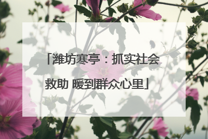 潍坊寒亭：抓实社会救助 暖到群众心里