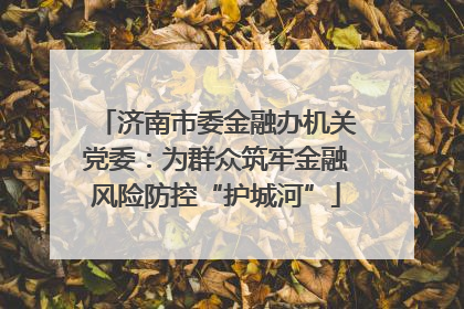 济南市委金融办机关党委：为群众筑牢金融风险防控“护城河”