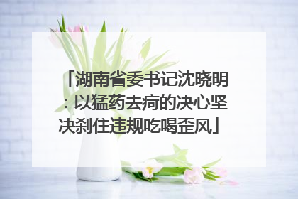 湖南省委书记沈晓明：以猛药去疴的决心坚决刹住违规吃喝歪风