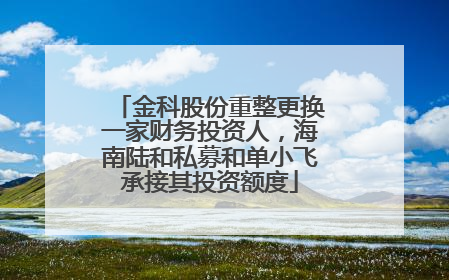 金科股份重整更换一家财务投资人，海南陆和私募和单小飞承接其投资额度