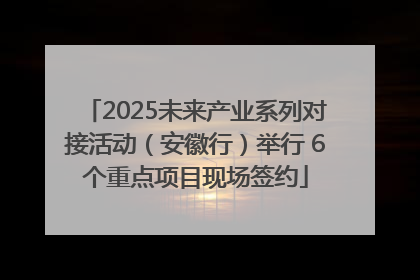 2025未来产业系列对接活动（安徽行）举行 6个重点项目现场签约