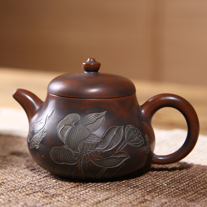 手工莲韵 钦州坭兴陶之荷花壶茶语